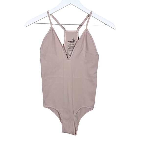 Free People Intimately Womens Move Along Ribbed Bodysuit Neutral Size M/L - Picture 1 of 9